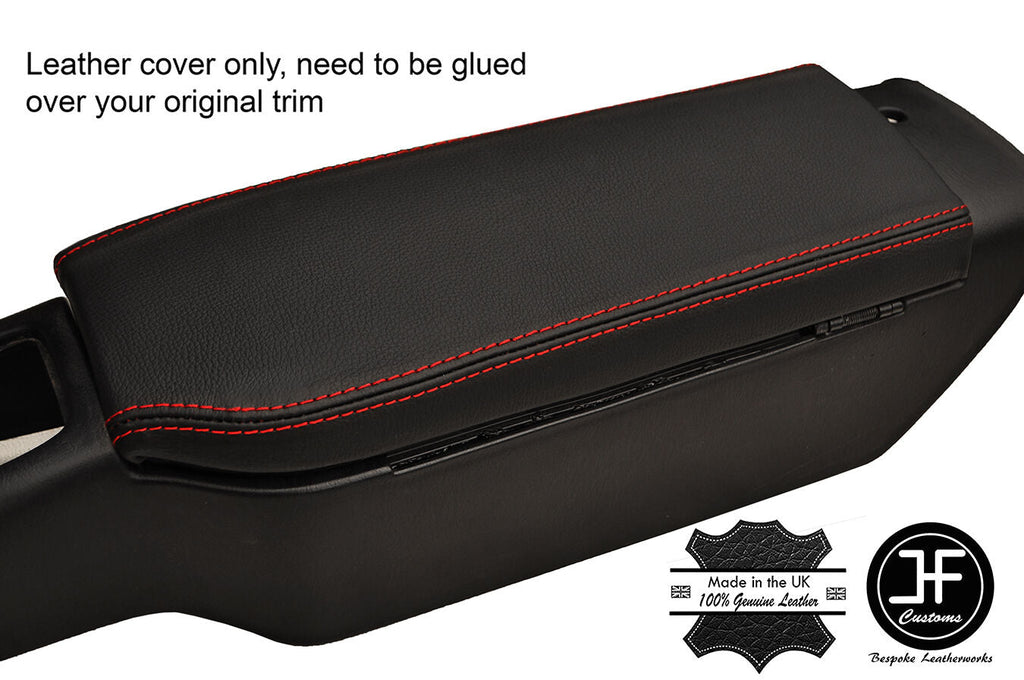 RED STITCH REAL LEATHER ARMREST LID COVER  FITS MAZDA MX5 MK2 1998-2000