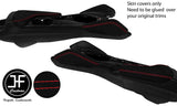 RED  DOUBLE STITCH 2X KNEE PAD&ARMREST SUEDE COVERS FOR CHEVROLET CAMARO 16-20