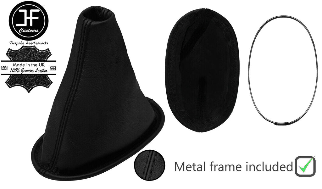 BLACK STITCH LEATHER GEAR GAITER+METAL FRAME FOR DAIHATSU SIRION 2005-2011