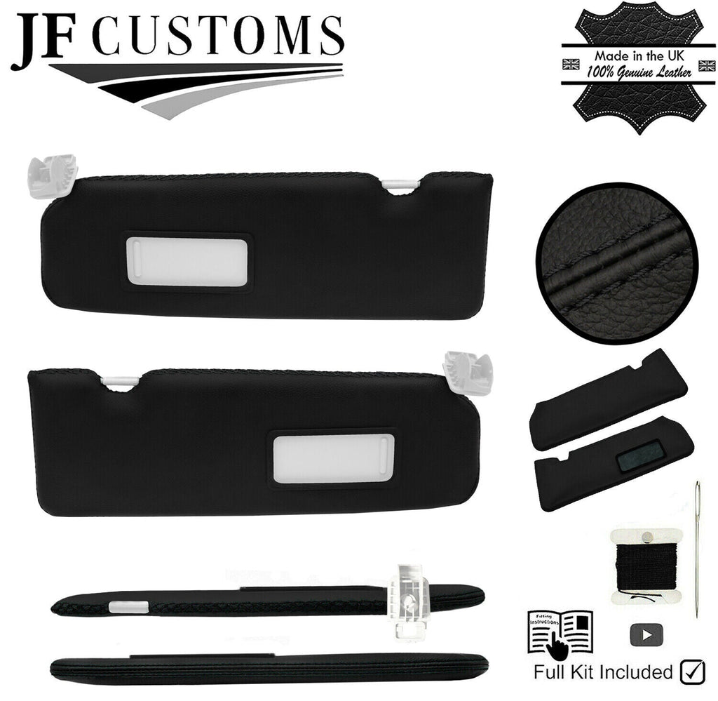 BLACK CROSS STITCH 2X SUN VISORS LEATHER COVERS+MIRROR TRIM FOR BMW 1 F20 F21