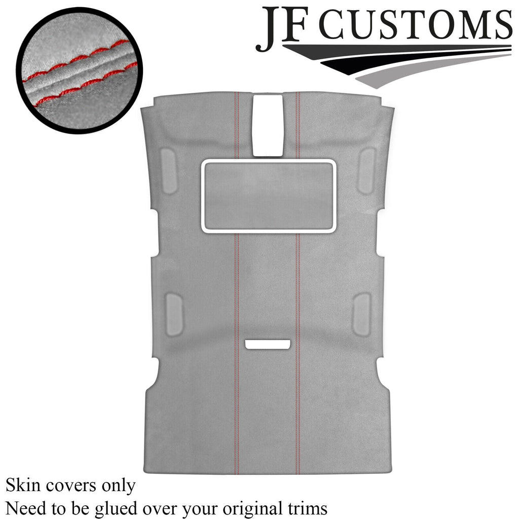 RED STITCH L GREY SUEDE SUNROOF HEADLINER COVER FOR AUDI A6 C6 04-11 AVANT