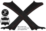 RED STITCH 2X A POST PILLAR REAL SUEDE COVERS FITS BMW X1 E84 2009-2015