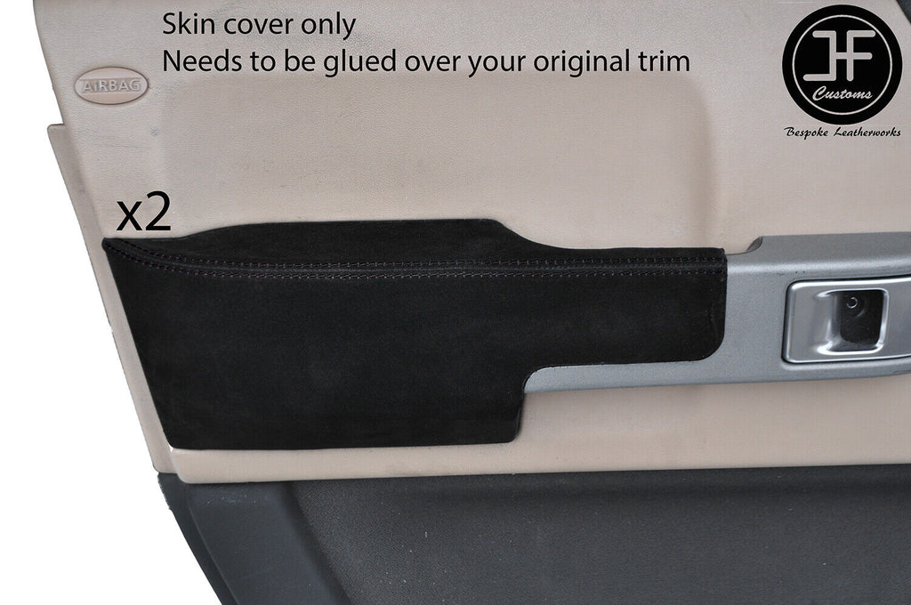 BLACK STITCH 2X FRONT DOOR ARMREST SUEDE COVERS FITS RANGE ROVER VOGUE 02-06
