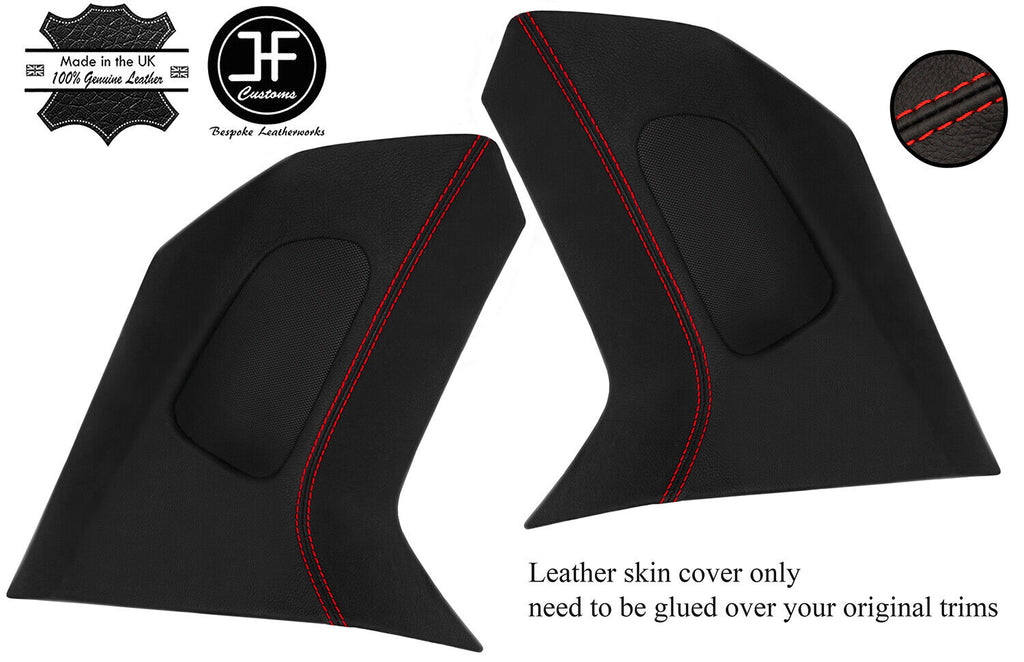 RED  STITCH 2X REAR D PILLAR REAL LEATHER COVERS FITS BMW X5 E70 2007-2013