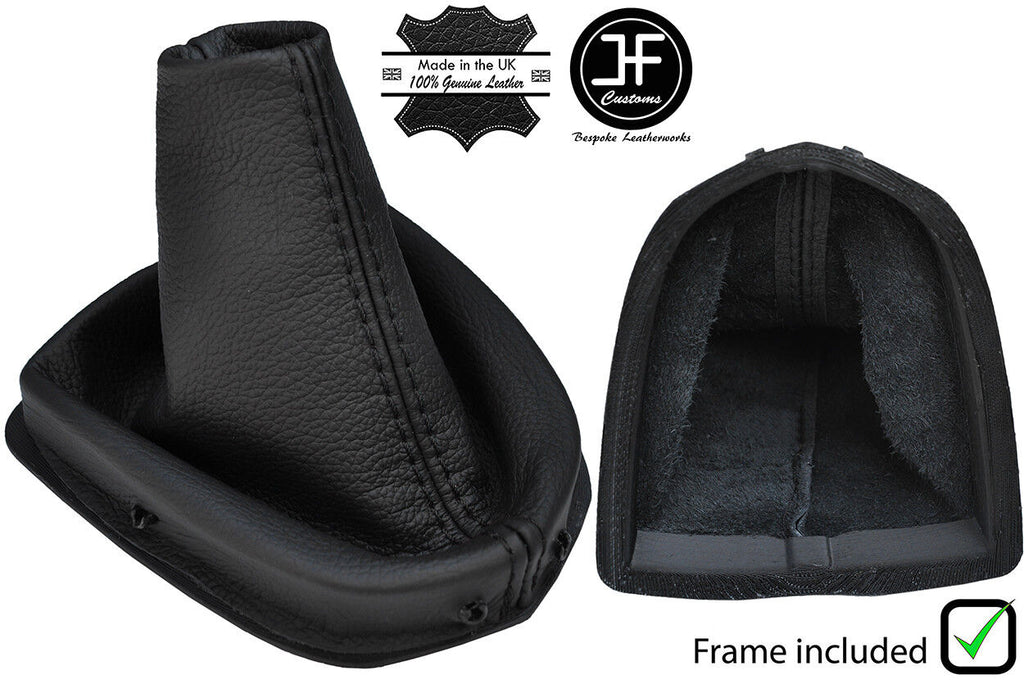 BLACK STITCH REAL LEATHER GEAR GAITER+PLASTIC FRAME FITS PEUGEOT 308 2007-2013