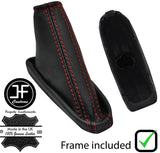 RED STITCH LEATHER HANDBRAKE GAITER+PLASTIC FRAME FOR FORD FOCUS MK1 98-04