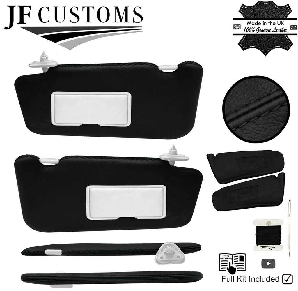 BLACK CROSS STITCH 2X SUN VISOR LEATHER COVERS FITS NISSAN JUKE F15 2010-2019