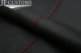 D RED STITCH LEATHER 2X FRONT DOOR CARD COVERS FITS MERCEDES SL C107 R107 85-89