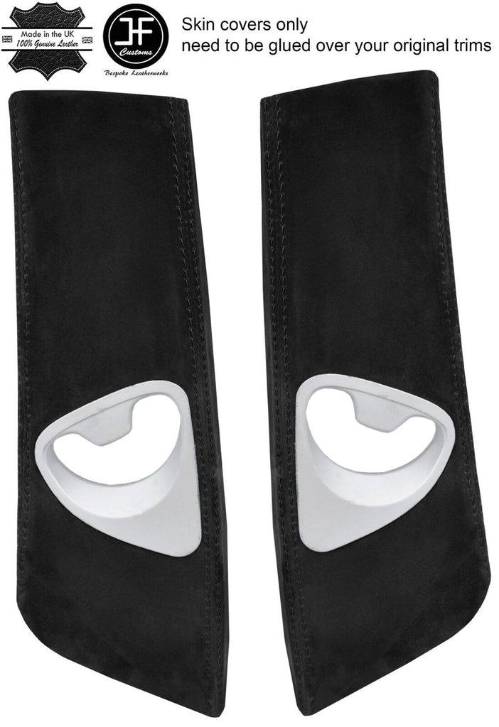 BLACK STITCH 2X UPPER B PILLAR SUEDE COVERS FOR BMW 6 SERIES E63 COUPE 04-10