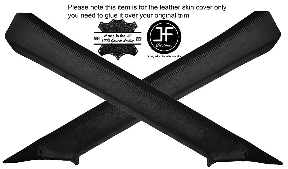 BLACK STITCHING 2X REAR C PILLAR LEATHER COVERS FITS ROVER SD1 VITESSE