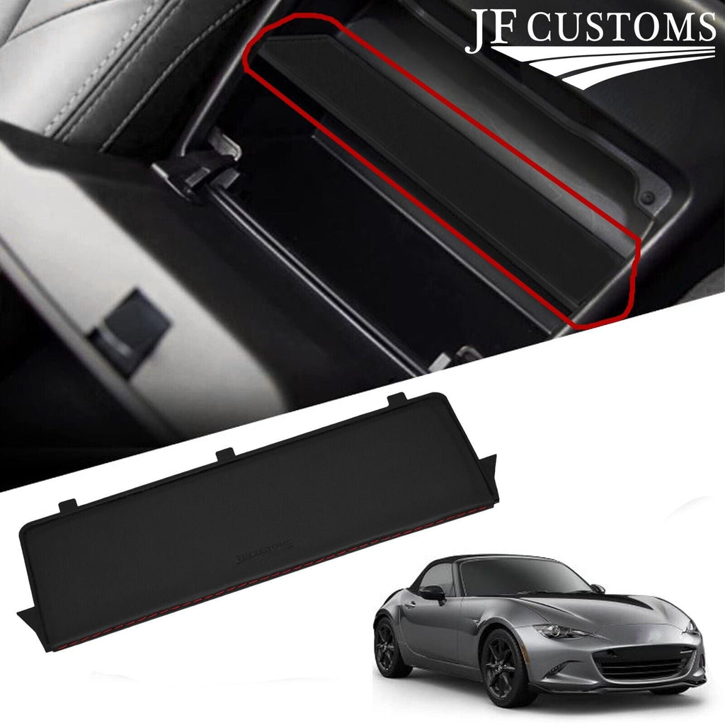 DARK RED STITCH STORAGE CUBBY BOX LEATHER COVER+FRAME FOR MAZDA MX5 MK4 ND 15-20