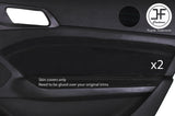 BLACK STITCH 2X REAR DOOR CARD TRIM SUEDE COVER FOR PEUGEOT 308 14-18 5 DOOR