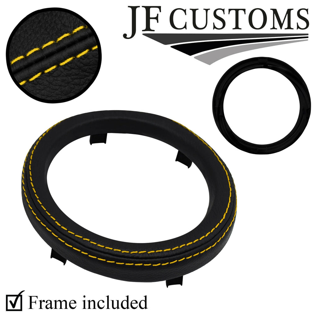 YELLOW STITCH LEATHER GEAR SURROUND TRIM COVER +FRAME FITS FORD FIESTA MK6 02-08