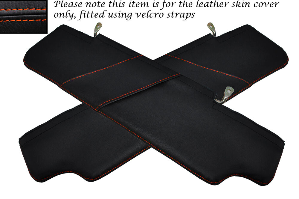 ORANGE STITCH 2X SUN VISORS LEATHER COVERS FITS LAND ROVER DEFENDER 2007-2014