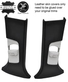 BLACK STITCH 2X UPPER B PILLAR LEATHER COVERS FITS FORD FOCUS MK3 12-18 5 DOOR