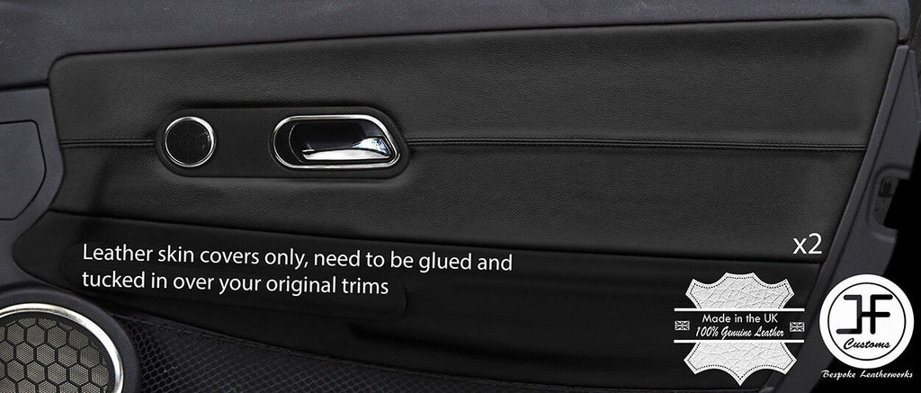BLACK REAL LEATHER  2X DOOR CARD TRIM COVERS FOR CHRYSLER CROSSFIRE 2003-2008