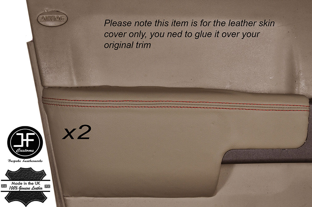 RED STITCH 2X FRONT DOOR ARMREST MAGNOLIA COVERS FITS RANGE ROVER VOGUE L322