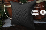 1X EXCLUSIVE LUXURY GENUINE LEATHER CUSHION BLACK ZIG ZAG PADDED 18"x18"