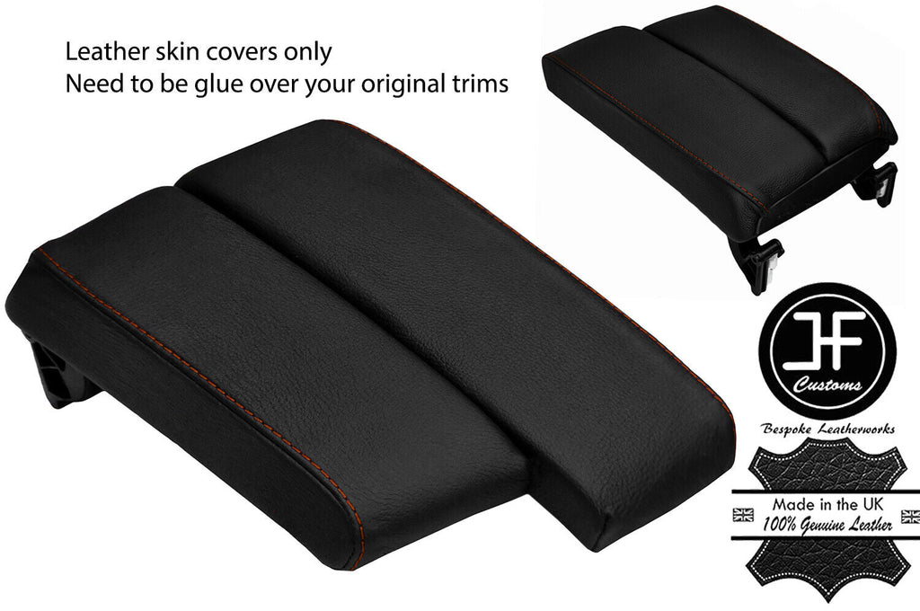 BROWN STITCH SPLIT SLIDING ARMREST LID LEATHER COVERS FOR BMW E90 E91 E92 E93