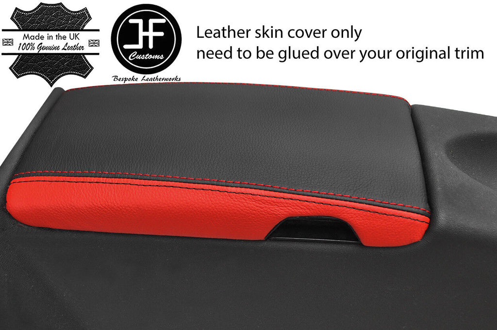 BLACK & RED ARMREST LID REAL LEATHER COVER FITS MERCEDES SLK R171 2004-2011