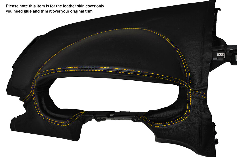 YELLOW STITCH DASH SPEEDO SURROUND LEATHER SKIN COVER FITS MITSUBISHI COLT 04-12