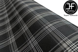 PREMIUM AUTOMOTIVE GREY TARTAN FOAM BACKED 4MM FABRIC 50cm x 50cm UPHOLSTERY