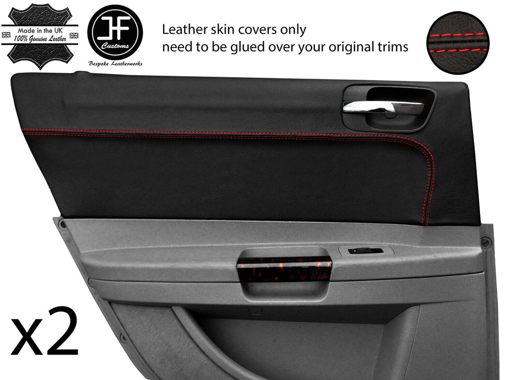 RED STITCH 2X REAR DOOR CARD TRIM LEATHER COVER FOR CHRYSLER 300C 2005-2011