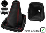 RED STITCH LEATHER MANUAL GEAR GAITER + PLASTIC FRAME FOR SUBARU LEGACY 99-03