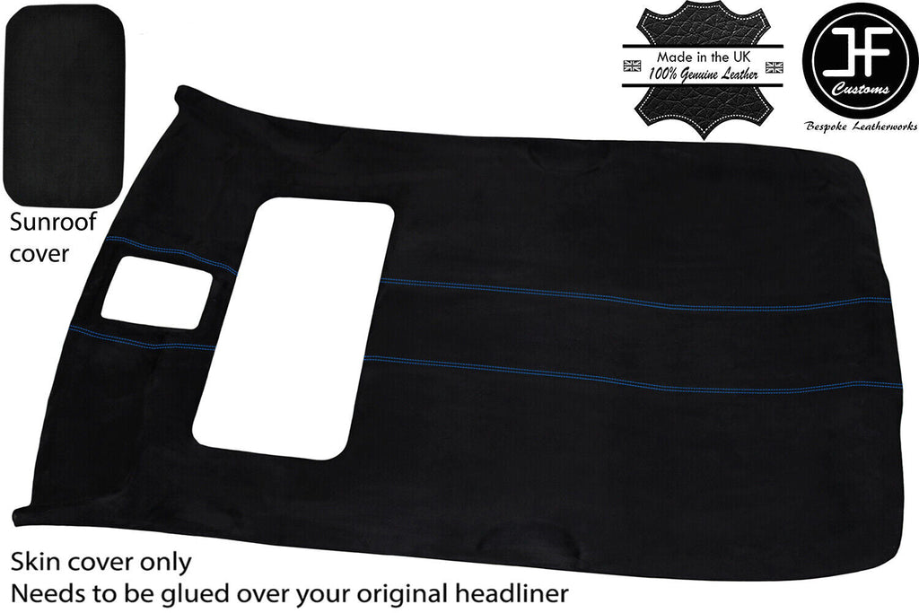 BLUE STITCH SUN ROOF HEADLINING LUXE SUEDE COVER FOR VW GOLF MK4 98-05 5 DOOR