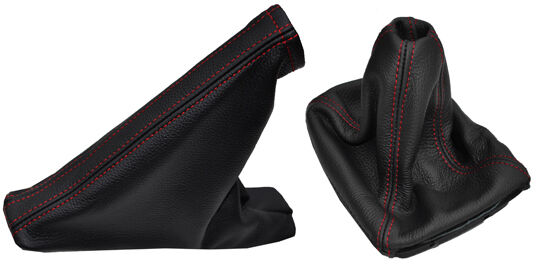 RED DOUBLE STITCHING FITS  MAZDA MX5 MK3 2005-2012 GEAR HANDBRAKE GAITERS