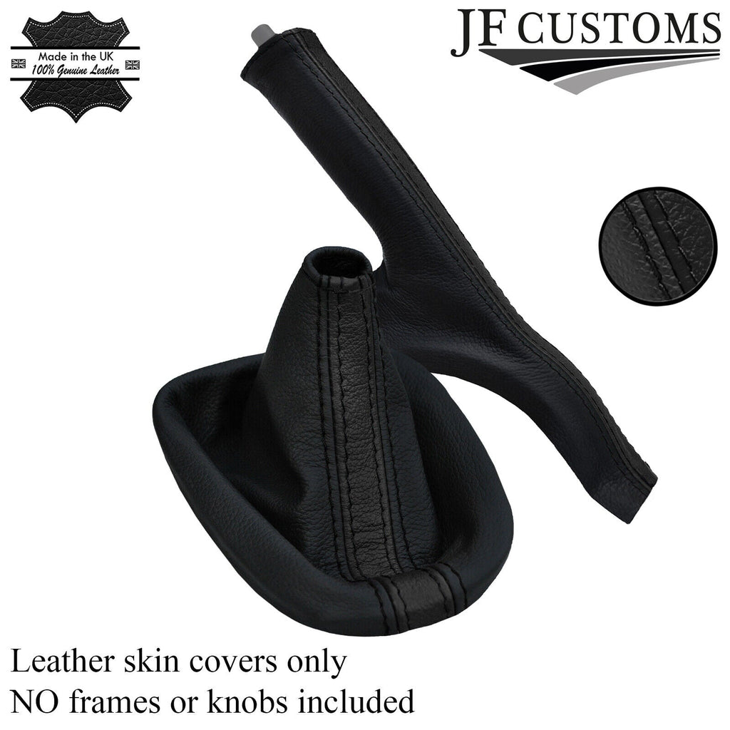 BLACK & BLACK STRIPE TOP GRAIN LEATHER GAITER SET FOR TOYOTA AYGO 2014-2018