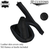 BLACK & BLACK STRIPE TOP GRAIN LEATHER GAITER SET FOR TOYOTA AYGO 2014-2018