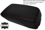 RED STITCH LEATHER ARMREST LID SKIN COVER FITS SUBARU LEGACY 2010-2014