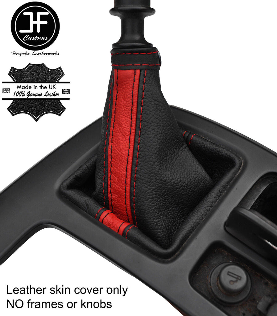 BLACK & RED STRIPE TOP GRAIN LEATHER MANUAL GEAR GAITER FOR KIA SEDONA 07-11