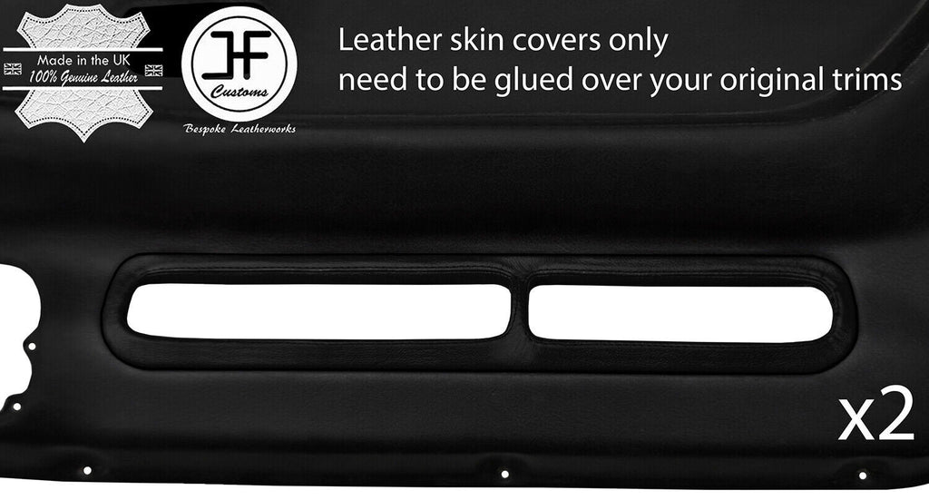 BLACK REAL LEATHER 2X DOOR POCKET TRIM COVERS FOR SKYLINE R32 GTS GTR 89-94