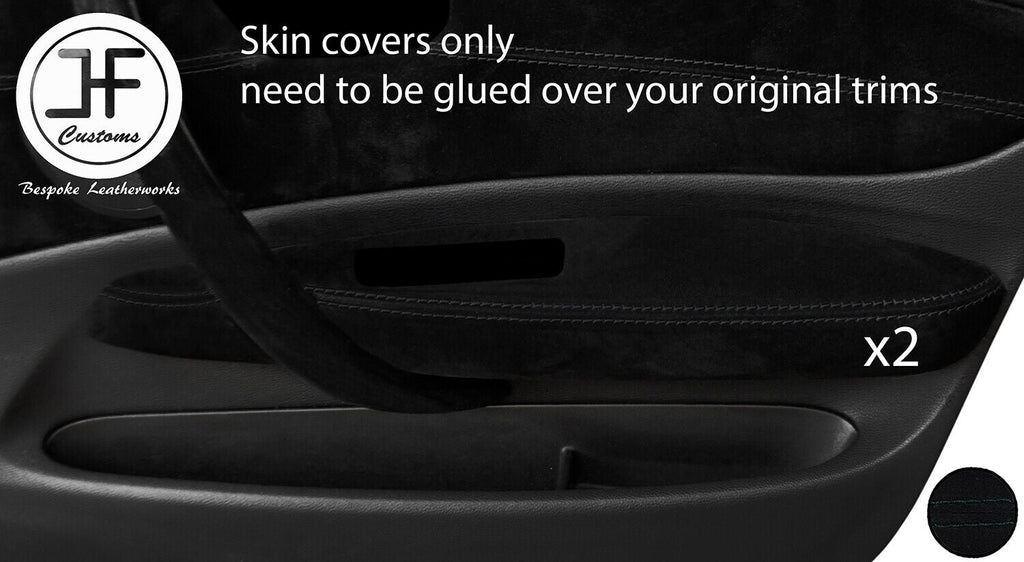 BLACK STITCH 2X FRONT DOOR ARMREST TRIM SUEDE COVERS FOR BMW 1 E87 2004-2012
