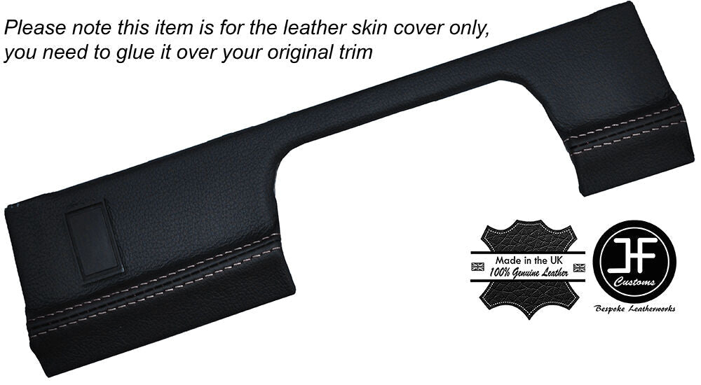 WHITE STITCH STEERING TRIM PANEL LEATHER COVER FITS LAND ROVER DEFENDER 90 110