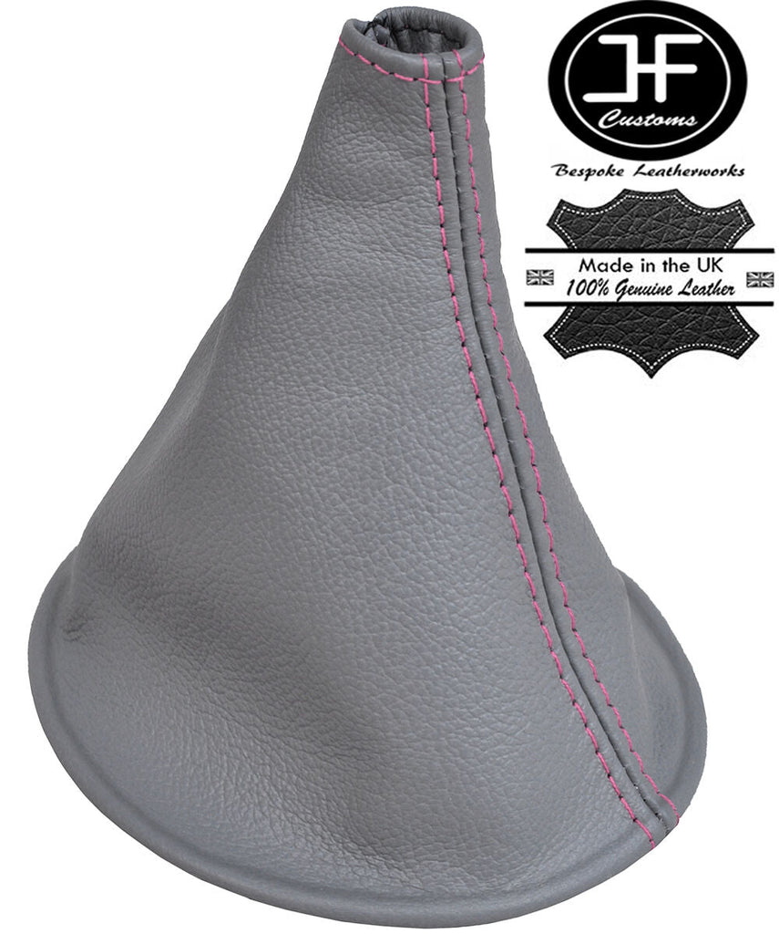 PINK STITCH MANUAL MID GREY LEATHER GEAR LEVER GAITER FOR TOYOTA YARIS 99-03