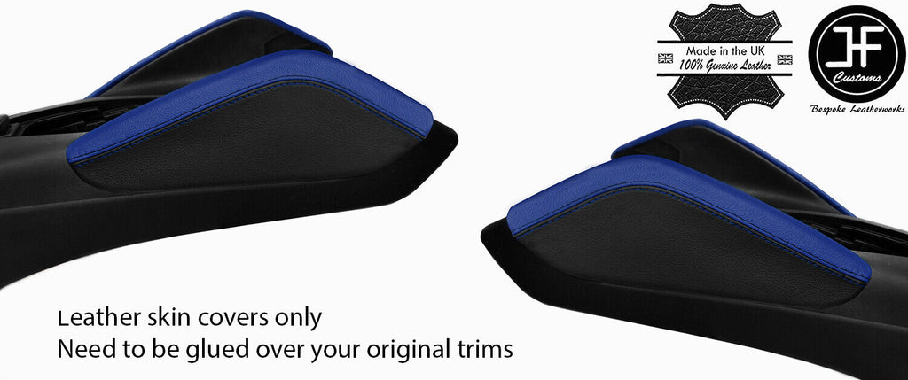 BLACK&BLUE DOUBLE STITCH 2X KNEE PAD LEATHER COVERS FOR CHEVROLET CAMARO 16-20