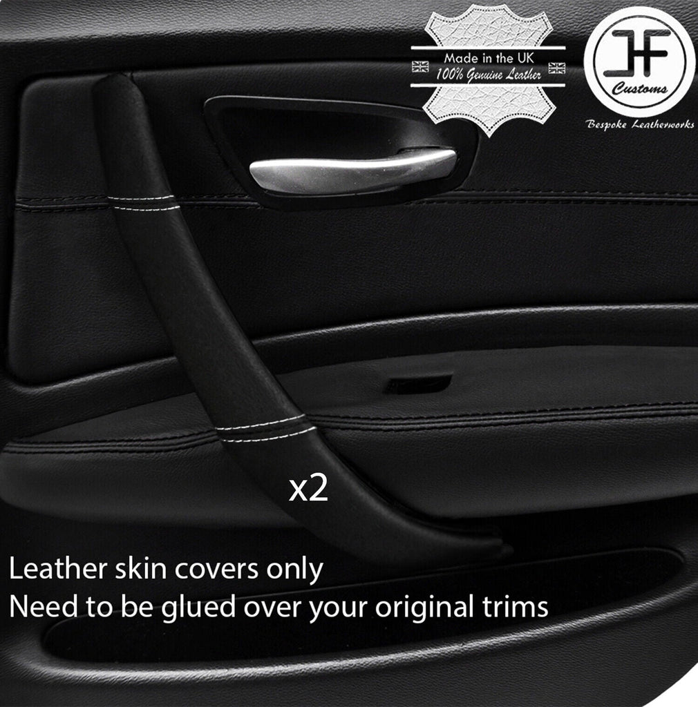 1 SERIES FITS BMW E87 2X DOOR HANDLE TRIM COVERS white stitch CUSTOM NEW
