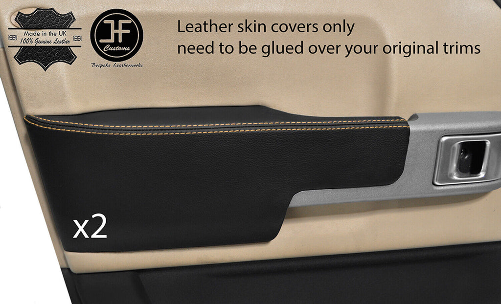 BEIGE STITCH 2X FRONT DOOR ARMREST LEATHER COVERS FITS RANGE ROVER VOGUE 02-06