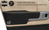 BEIGE STITCH 2X FRONT DOOR ARMREST LEATHER COVERS FITS RANGE ROVER VOGUE 02-06