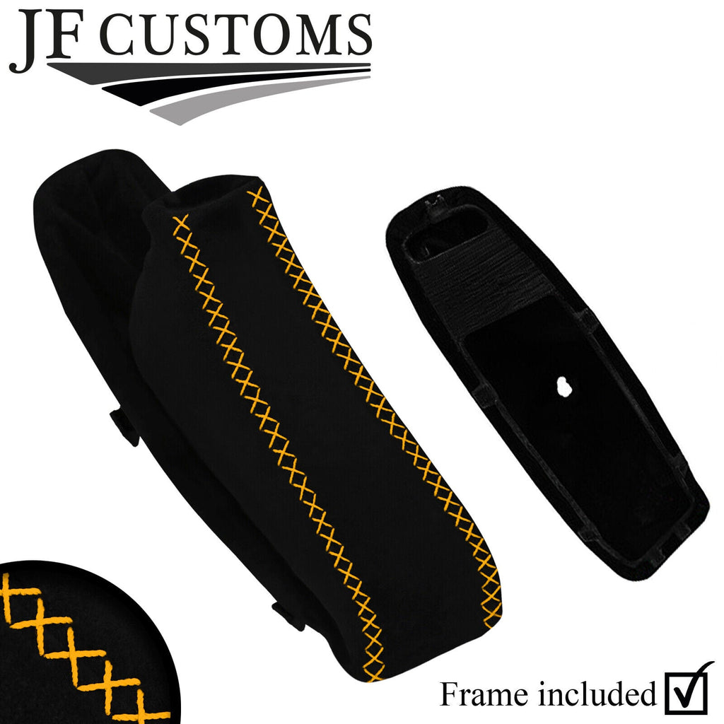 YELLOW LUX-STITCH SUEDE HANDBRAKE GAITER + PLASTIC FRAME FOR BMW E90 E92 E93