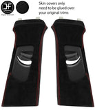 RED STITCH 2X UPPER B PILLAR LUXE SUEDE COVERS FITS AUDI Q5 2008-2015 CUSTOM NEW