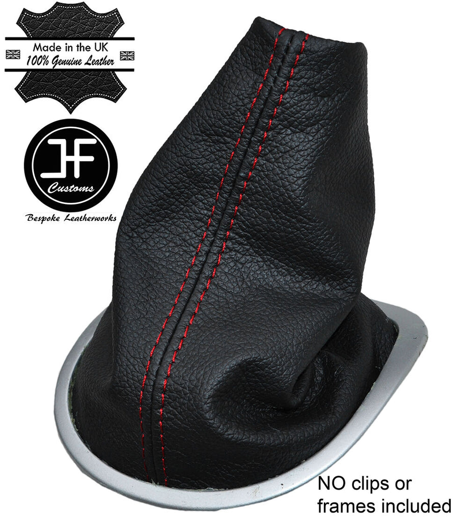 RED STITCHING MANUAL LEATHER GEAR GAITER FITS RENAULT CLIO 2006-2011 CUSTOM NEW