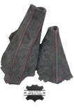 RED STITCH GRAPHITE SUEDE AUTO AUTOMATIC GAITER SET FITS BMW E60 E61 03-07
