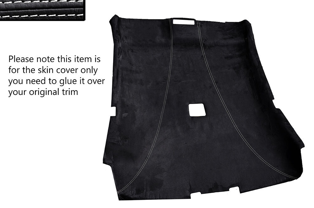 WHITE STITCH ROOF HEADLINING LUXE SUEDE SKIN COVER FITS BMW 3 SERIES E46 COUPE