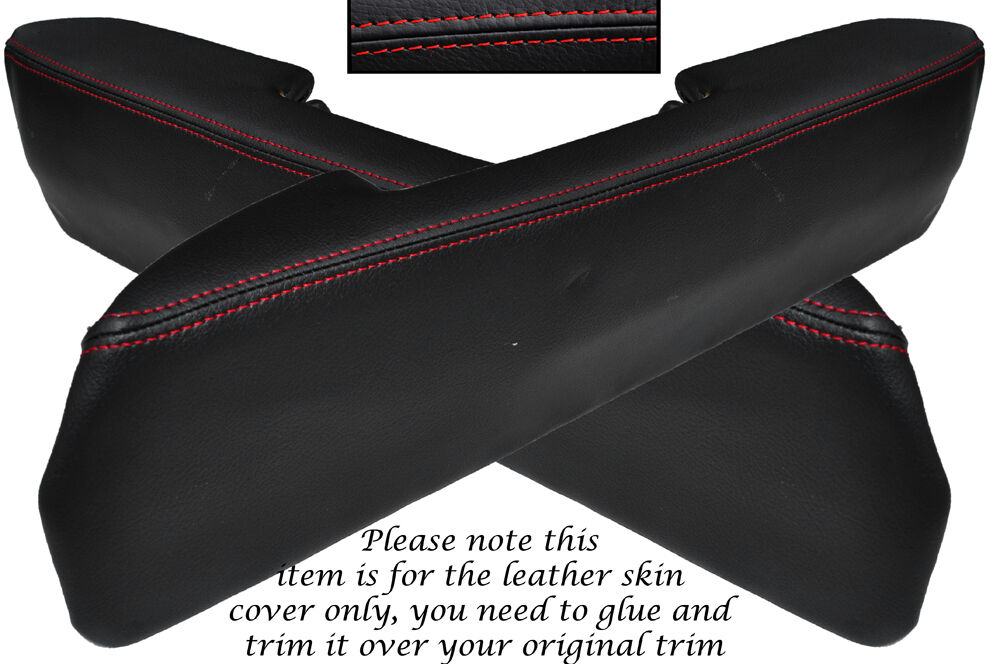 RED STITCH 2X FRONT DOOR ARMREST LEATHER SKIN COVERS FITS ROVER SD1 CUSTOM NEW