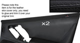 BLACK STITCH 2X FRONT DOOR CARD TRIM SKIN COVERS FITS NISSAN GT-R R35 09-15