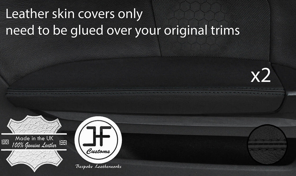 BLACK STITCHING 2X REAR DOOR ARMREST LEATHER COVERS FOR AUDI A3 8P 04-12 3 DOOR